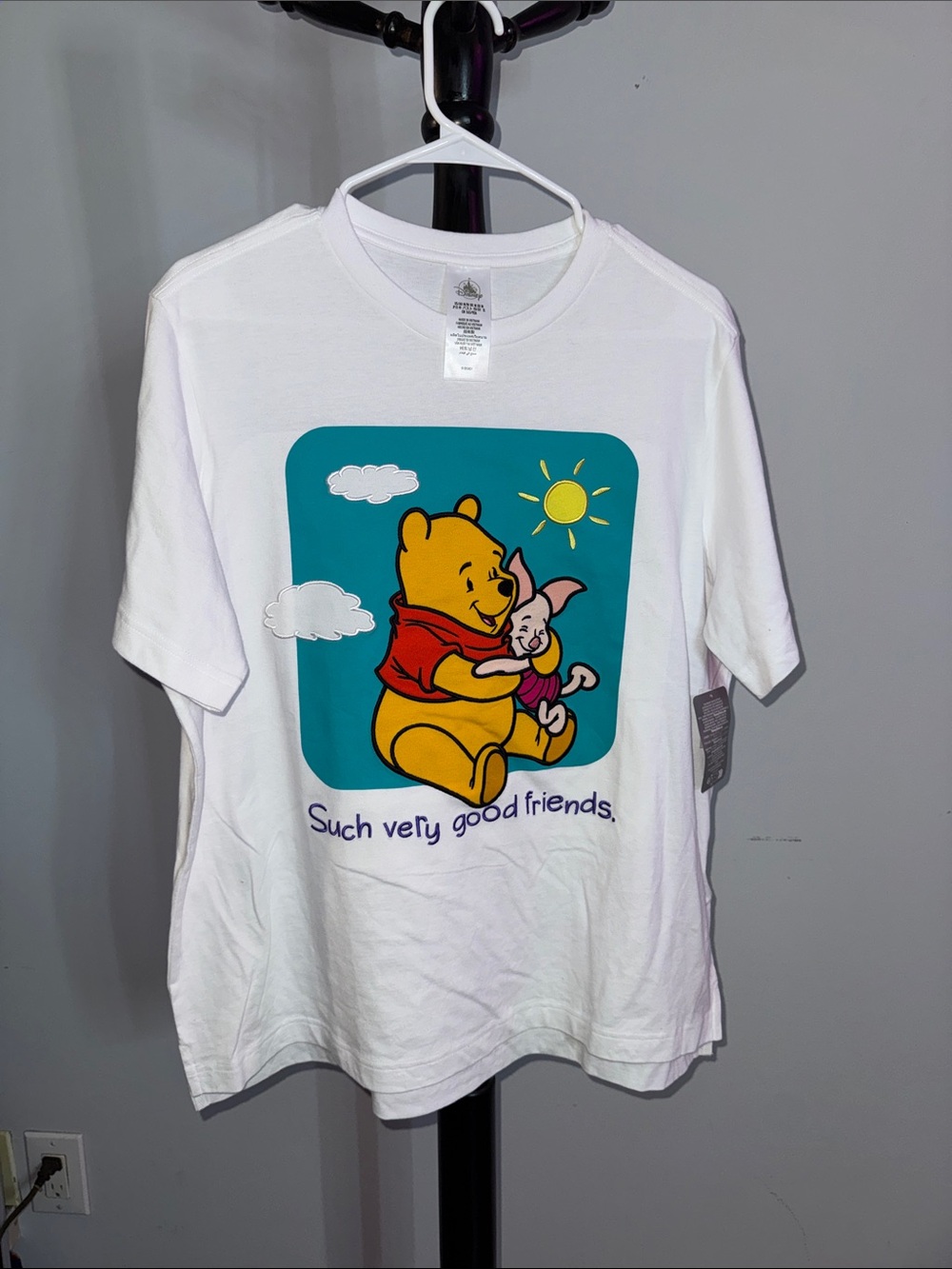 Disney White Winnie the Pooh & Piglet Graphic Tee with Teal Graphic 1.T
